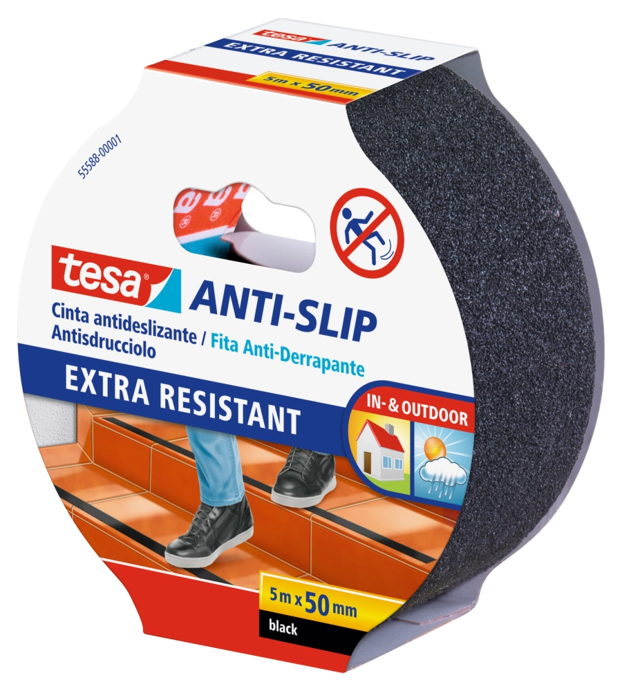 NASTRO ANTISCIVOLO ANTI-SLIP NERO, 50 MM X 5 MT - TESA